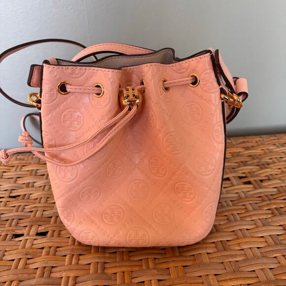 Tory Burch Mini T Momogram Debossed Bucket Bag - Picture 1 of 6